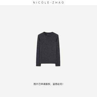 FJ3056 舒适百搭圆领外套长袖上衣女毛衣针织衫