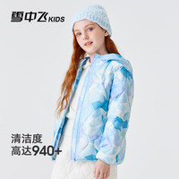雪中飞 儿童羽绒服 90白鸭绒 灰蓝带帽252 120