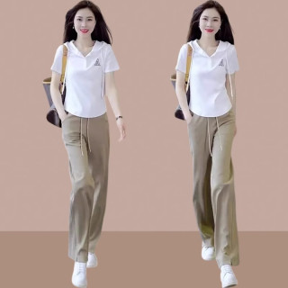 小个子穿搭一整套夏季套装两件套2025年新款爆款休闲时尚短袖长裤