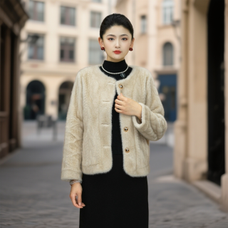 2026新款春季皮毛毛一体小香风气质轻奢休闲外套女时尚宽松短款女