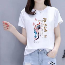 纯棉港风时尚半袖简约针织短袖潮牌休闲圆领百搭宽松T恤大码