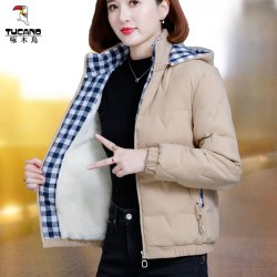 啄木鸟 短款棉服女冬季2026新款大码棉衣加绒加厚上衣棉袄冬装外套