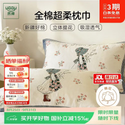 然牌 A类纯棉枕巾 防油防汗加大加厚纱布枕头巾 一对装 50*80cm