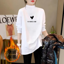 德绒打底衫女大版秋冬遮屁股中长款保暖长袖t恤内搭上衣女半高领