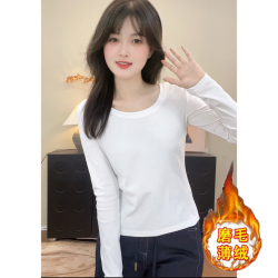 磨毛绒打底衫加绒保暖长袖百搭上衣秋冬季修身显瘦女内搭