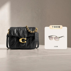 COACH TIMES SQUARE菱格纹绗缝TABBY 17号单肩包斜挎包 CW628 B4 黑色+赠蔻驰太阳镜