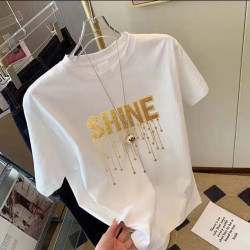（SHINE）百搭纯棉圆领宽松休闲T恤半袖