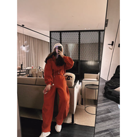 洋气2026卫衣女秋冬套装慵懒风新款气质感减龄红色卫裤两件套