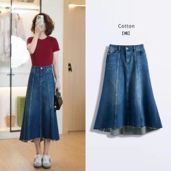 气质中长款牛仔半身裙女2025年秋冬新款显瘦品牌牛仔裙