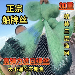 户外进口船牌捕鱼三层渔网抓鱼加粗网兜3米4米5米6米捞鱼丝网鱼网