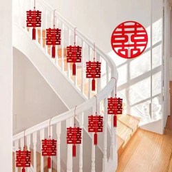 立体喜字挂饰客厅挂件拉花结婚楼梯布置装饰套装新房婚礼婚庆灯笼