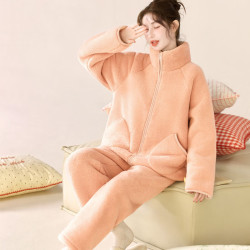 雪中飞 NSJLY-KS277 双层复合绒 爱马橙 M 睡衣家居服套装