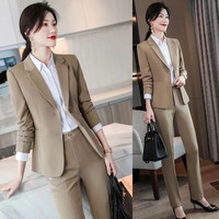 西装女春秋免烫抗皱修身收腰职业西服工作服两件套时尚面试休闲