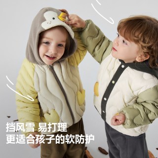 迷你巴拉 MiniBala巴拉巴拉宝宝羽绒服A类白鸭绒轻盈抗静电波浪格女童2026