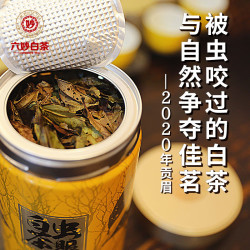六妙 白茶 虫眼白茶2020年贡眉福鼎白茶罐装散茶老白茶 50g*1罐