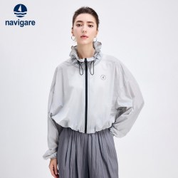 navigare 意大利小帆船灰色短款轻薄夹克女外套