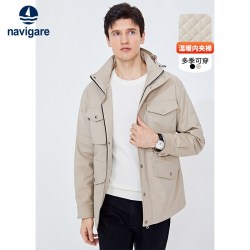 navigare 意大利小帆船卡其色棉服男棉衣外套