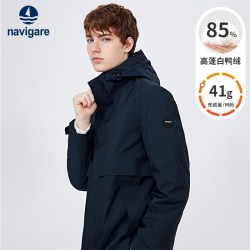 navigare 意大利小帆船中长款白鸭绒羽绒服中长款外套