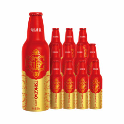 青岛啤酒 鸿运当头 铝瓶 355mL*12瓶 礼盒装 赠白啤杯