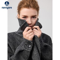 navigare [羊毛]Navigare意大利小帆船灰色毛呢大衣女外套