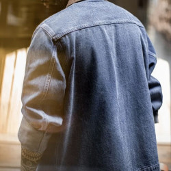 马登 美式复古牛仔底特律夹克男水洗做旧秋季短款男士外套