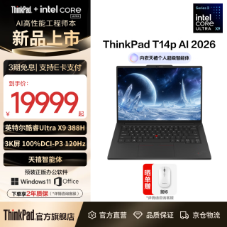 ThinkPad 联想ThinkPadT14p工程师本笔记本电脑 Ultra X9-388H/64G/1TB/3K