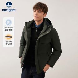 navigare 意大利小帆船绿色商务羽绒服男保暖外套