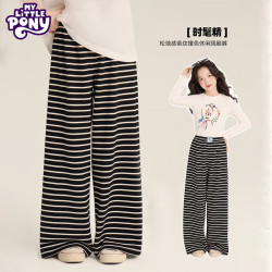 小马宝莉 女童条纹阔腿裤 黑白条纹 140