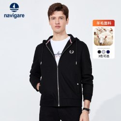 navigare 【含羊毛】Navigare意大利小帆船黑色针织夹克外套男