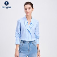 navigare 意大利小帆船休闲条纹衬衫女长袖衬衣