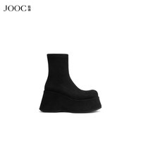 移动端：JOOC 坡跟弹力靴2024秋冬时尚瘦瘦靴百搭短靴