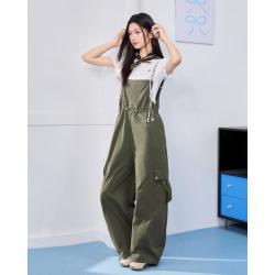 爱依服 商场2爱依服2026夏季美式简约休闲工装风宽松显瘦百搭背带裤