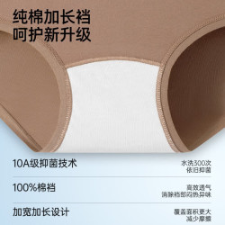 YOUKESHU 10A级纯棉中腰三角裤 浅紫+灰蓝+豆粉 3条装 2XL