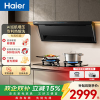 海尔 变频抽油烟机顶侧双吸吸烟机30m³吸力家用省电一级能效排烟机热熔洗