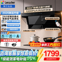 海尔 新款抽油烟机家用30立方变频大吸力顶侧双吸油烟机燃气灶具套装厨房三件套一级能效Leader