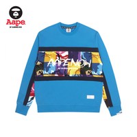 Aape 旗舰店男装秋冬字母印花多色迷彩拼接潮流圆领卫衣3824XAH