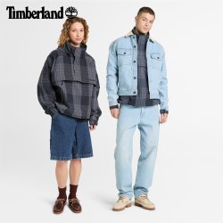 Timberland 男女同款连帽格纹套头夹克防泼水宽松|A6JJ3
