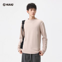 VUUG 双面毛绒半高领上衣打底衫T恤长袖秋冬保暖内搭男