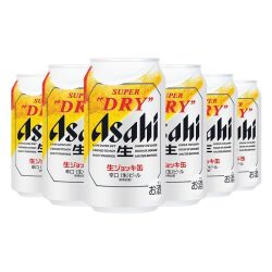 朝日啤酒 日本原装进口Asahi/朝日全开盖啤酒340ml*6罐装揭盖超爽生啤酒