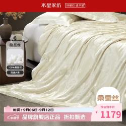 水星家纺 A类抑菌100%桑蚕丝春秋被芯提花面料四季被子 艾洛克桑蚕丝春秋被 150cm*210cm