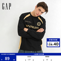 Gap 男女装秋季logo纯棉圆领长袖T恤时尚休闲上衣854726 黑色 M (170/92A)亚洲尺码