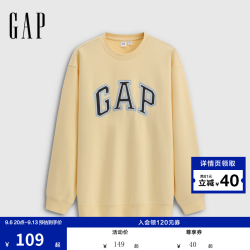 Gap 男女装秋季logo贴布绣宽松长袖卫衣休闲上衣854300 鹅黄色 3XL (185/108A)亚洲尺码