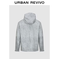 URBAN REVIVO UMT160015 撞色立领连帽夹克 浅蓝色 S