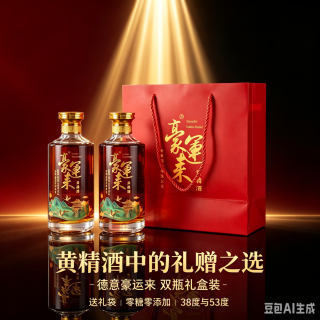 德意 豪运来黄精酒 2瓶 零添加 38度 500mL 2瓶