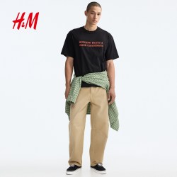 H&M HM2026夏季新款男装宽松版印花T恤0967955