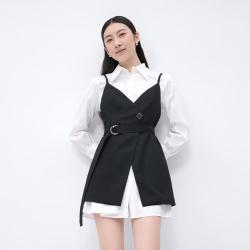 ARIOSEYEARS 优雅吊带衬衫裙春两件套连衣裙女气质高级感长袖显瘦
