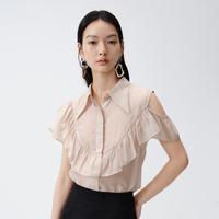 限尺码：ARIOSEYEARS 衬衣女春夏上衣法式高级感很衬衫女设计感小众超仙露肩