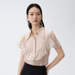 ARIOSEYEARS 衬衣女春夏上衣法式高级感很衬衫女设计感小众超仙露肩