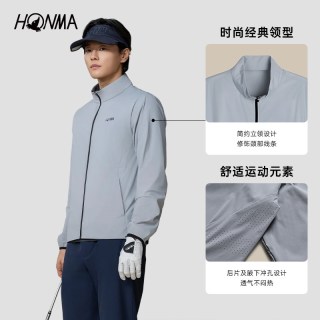 HONMA [专业高尔夫]HONMA 秋季男士拉链外套弹力舒适轻薄户外运动上衣