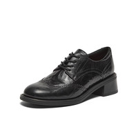 Bata 羊皮粗跟布洛克鞋45019CM4